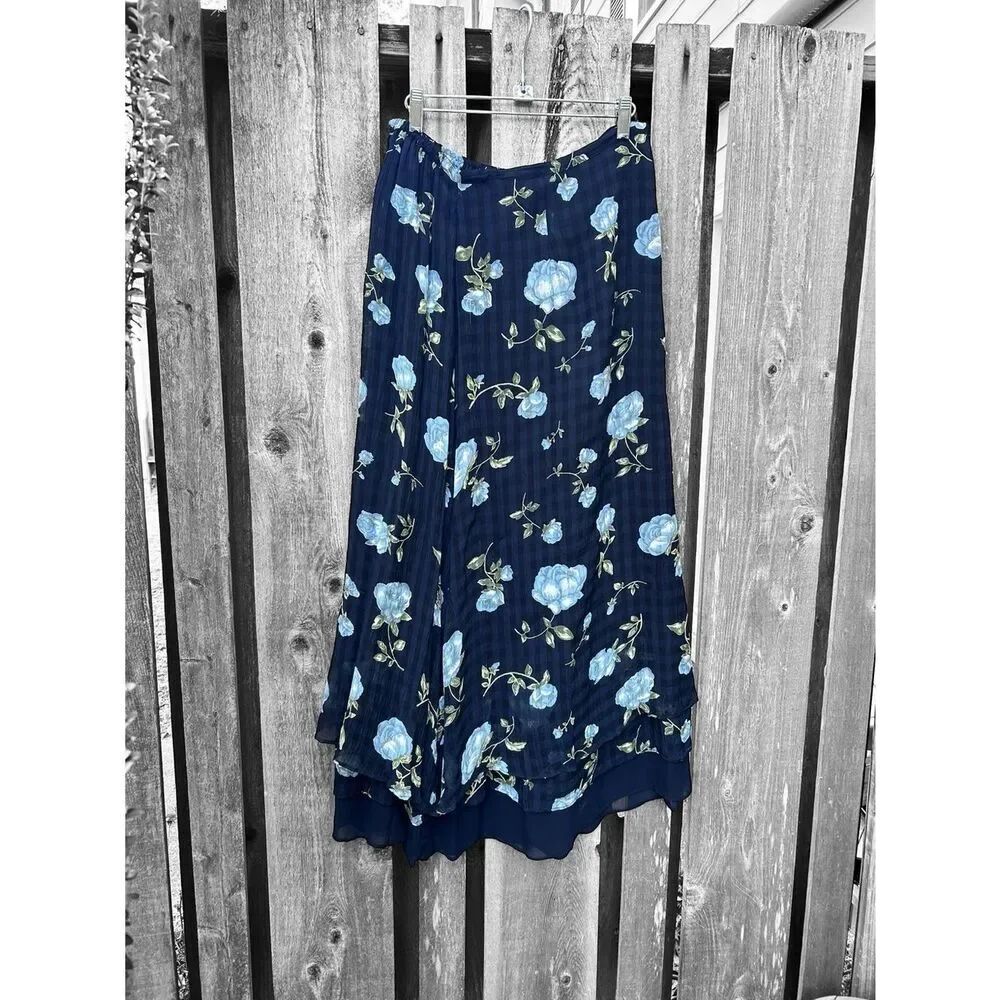 April Cornell Vintage 90's Floral Maxi Skirt Size Large